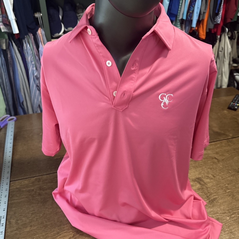 FJ Footjoy Polo Shirt Mens MEDIUM Short Sleeve Pink Performance Golf Casual